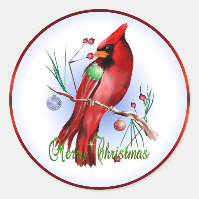 Christmas Cardinal Sticker (Front)
