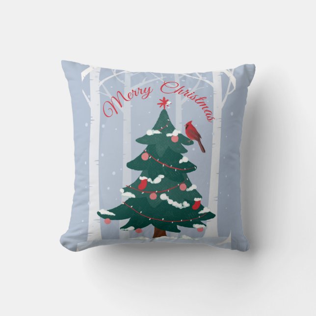 Christmas Cardinal  Throw Pillow (Front)