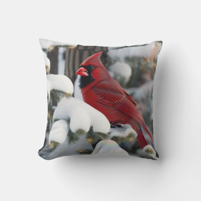 Christmas Cardinal Throw Pillow (Front)
