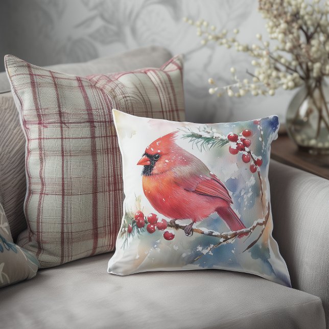 Christmas Cardinal Throw Pillow (Creator Uploaded)