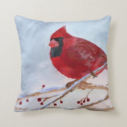 Christmas Cardinal Throw Pillow