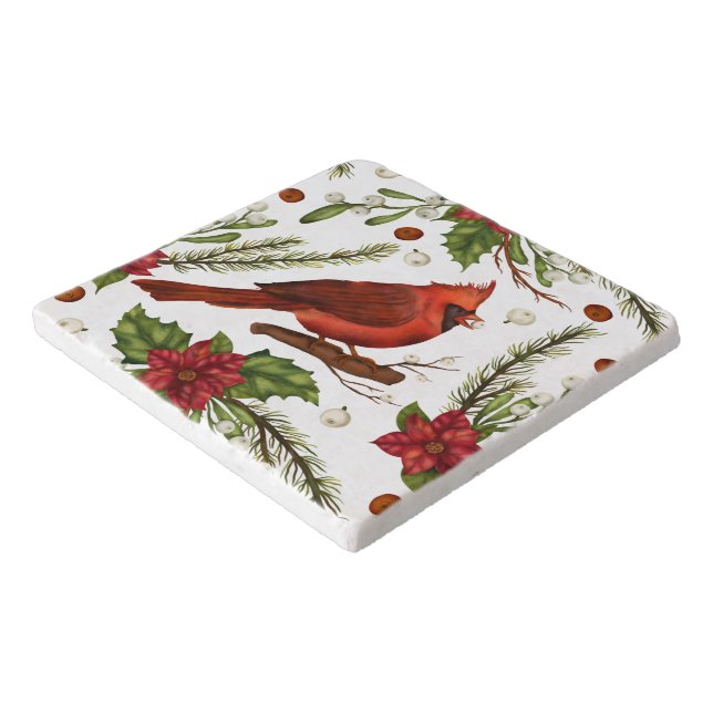 Christmas Cardinal Trivet (Corner)