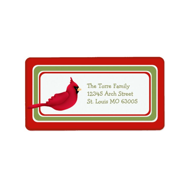 Christmas Cardinal Whimsical Custom Label (Front)