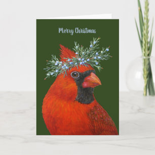 Christmas Cardinal with cedar card