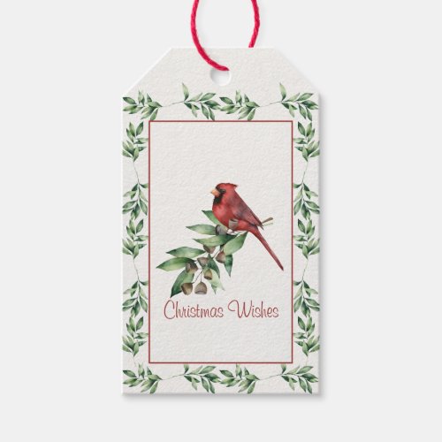 Christmas Cardinal with Greenery Gift Tags