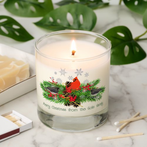 Christmas Cardinal with Greenery Scented Candle