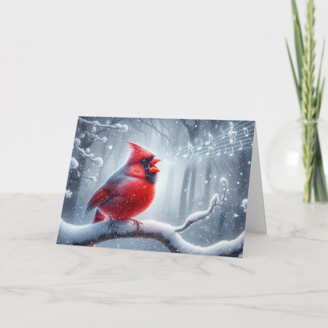 Christmas Cardinal With Musical Notes (Front)