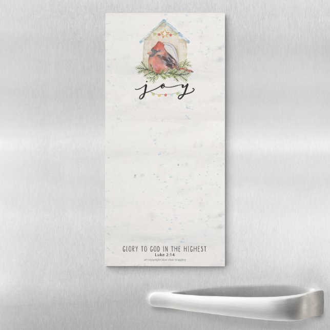 Christmas cardinal with scripture notepad (In Situ)