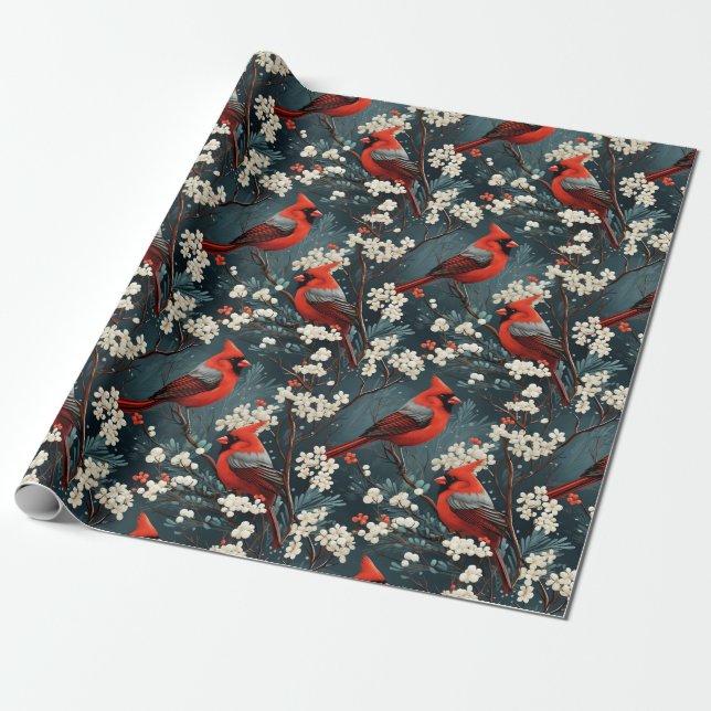  Christmas Cardinal Wrapping Paper (Unrolled)