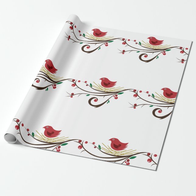 Christmas Cardinal Wrapping Paper (Unrolled)