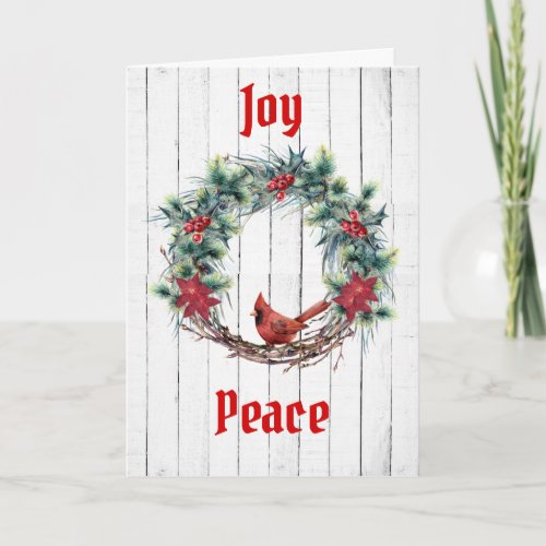 Christmas Cardinal Wreath Card
