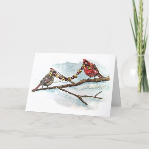 Christmas Cardinals Blank Holiday Card