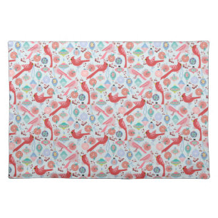 Christmas Cardinals Midcentury Modern Cloth Placemat