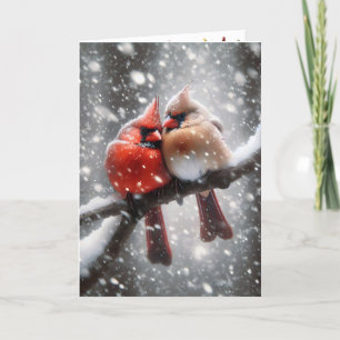 Christmas Cardinals On a Snowy Branch Holiday Card