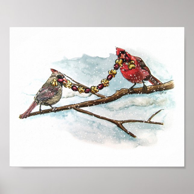 Christmas Cardinals Print (Front)