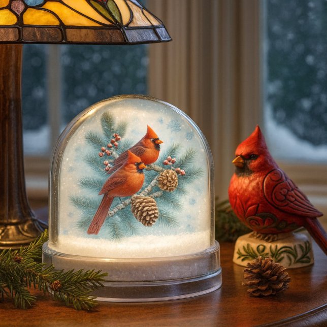 Christmas Cardinals Winter  Snow Globe (Celebrate the season with cardinals in snow perfect gift for nature lovers and collectors.)