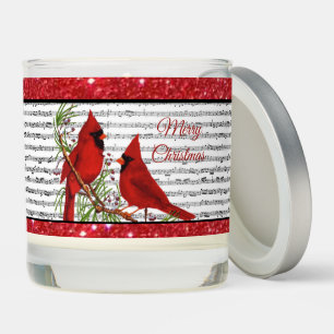 Christmas cardinals with glitter frame scented candle