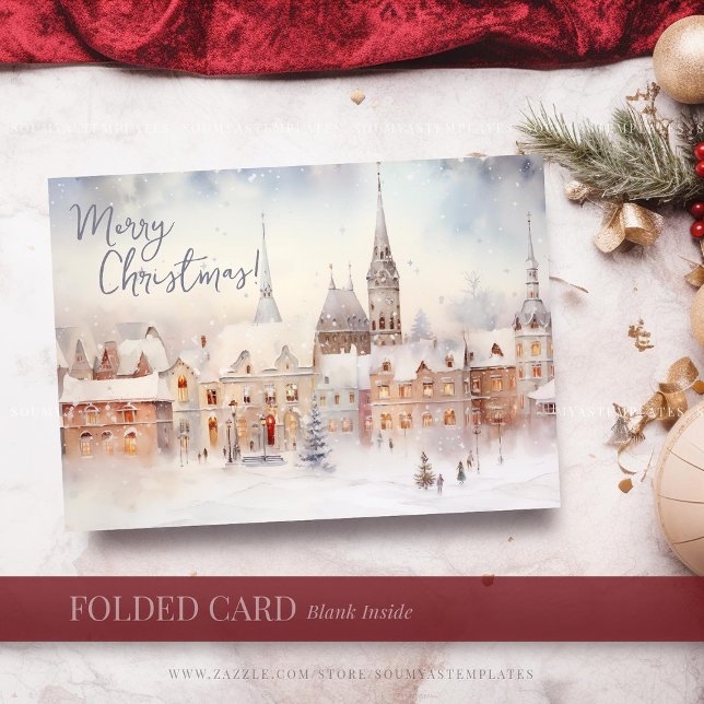 Christmas Cards, Merry Christmas Winter Landscape Holiday Card (Creator Uploaded)