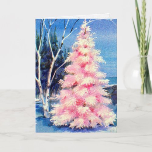 Christmas Cards  Vintage Pink Tree