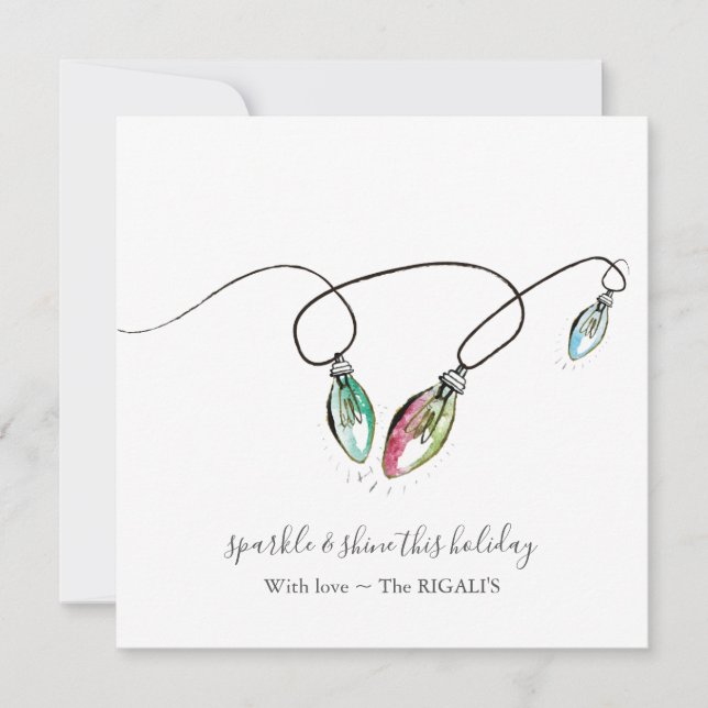 Christmas Cards with Modern String of Lights (Front)