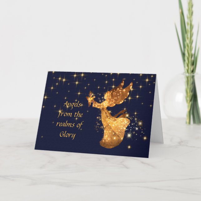 Christmas Carol Angel's From Realms of Glory Holid Holiday Card (Front)
