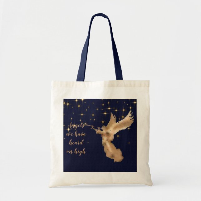 Christmas Carol Angel's we have heard on high  Tote Bag (Front)