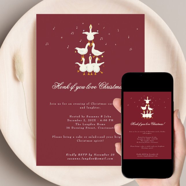 Christmas Carol carolling goose invitation (Creator Uploaded)