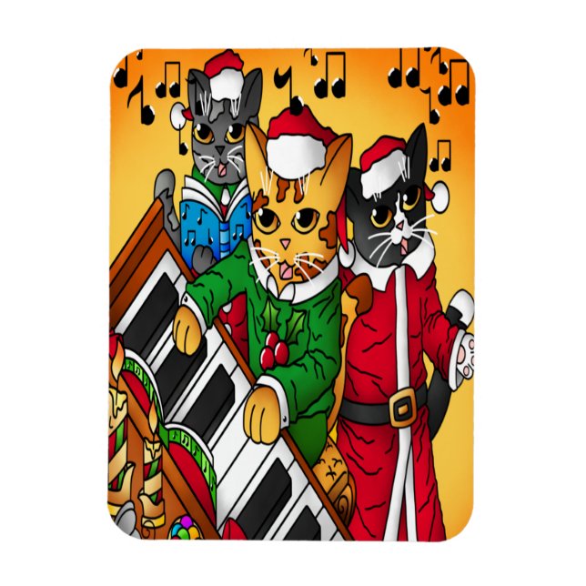Christmas Carol Cats Magnet (Vertical)