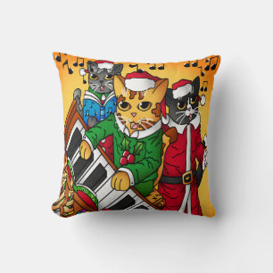 Christmas Carol Cats Throw Pillow
