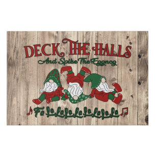 Christmas Carol Eggnog Gnomes Deck The Halls Faux Canvas Print