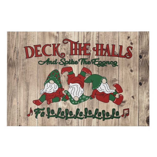 Christmas Carol Eggnog Gnomes Deck The Halls Faux Canvas Print (Front)