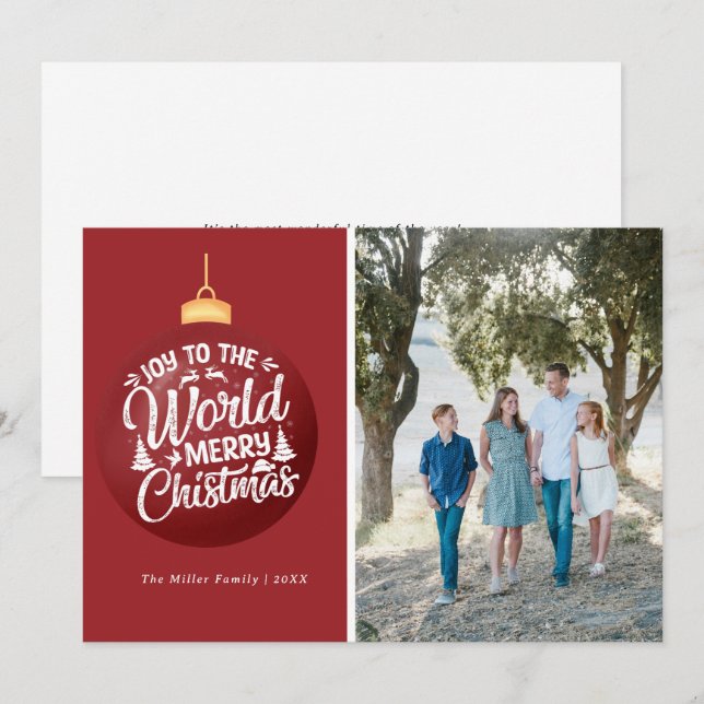 Christmas Carol Family Photo Christmas Cards (Front/Back)