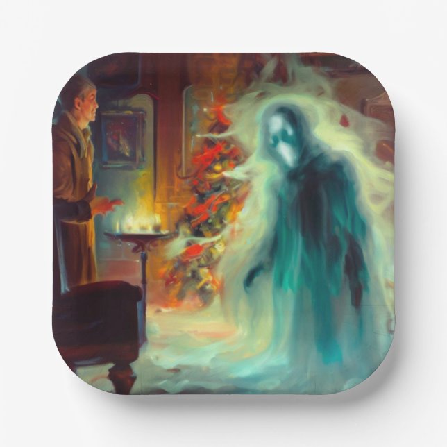 Christmas Carol Ghost of Christmas Future Paper Plates (Front)