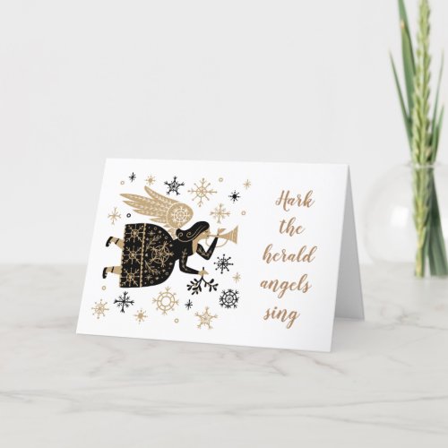 Christmas Carol Hark the Herald Angels Sing  Holiday Card