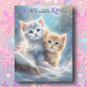 Christmas Carol Kittens Cute Animal Christian Holiday Postcard
