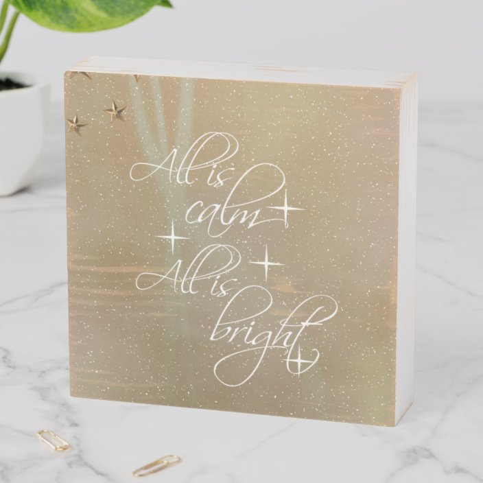 Christmas Carol Lyric All Is Calm All Is Bright Wooden Box Sign