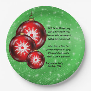 Christmas Carol Lyrics Hark Herald Angels Large 9" Paper Plates