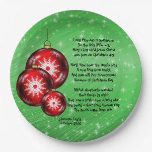 Christmas Carol Lyrics Long Time Ago 9" Paper Plates
