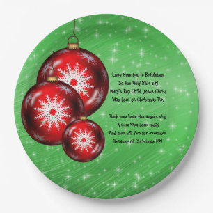 Christmas Carol Lyrics Long Time Ago 9" Paper Plates