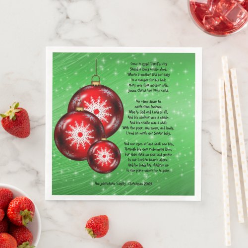 Christmas Carol Lyrics Once Royal Davids City _ Paper Dinner Napkins