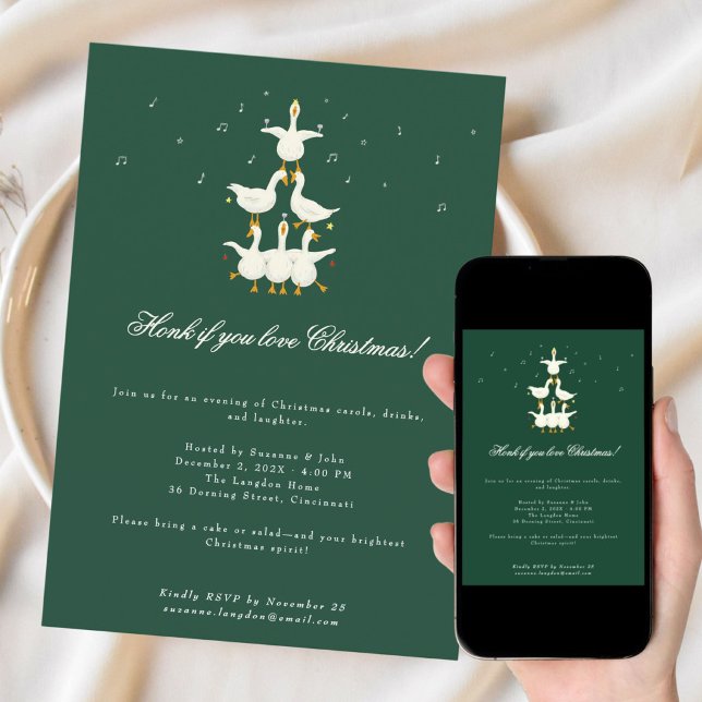 Christmas Carol party funny geese choir invitation (Creator Uploaded)