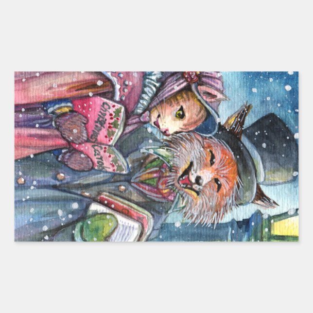 Christmas Carol Rectangular Sticker (Front)