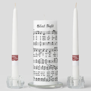 CHRISTMAS CAROL & RED LACE LOOK BORDER UNITY CANDLE SET