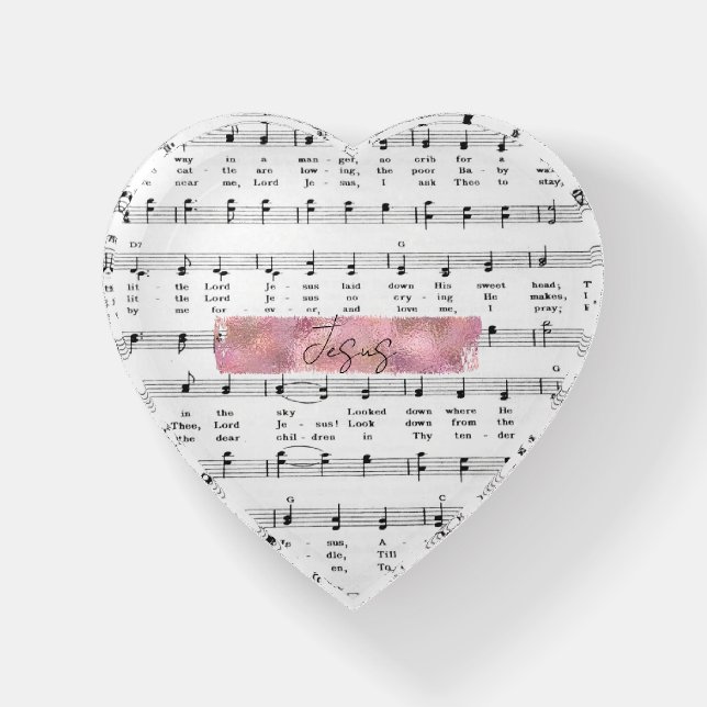 Christmas Carol Sheet Music Away in a Manger Paperweight (Front)