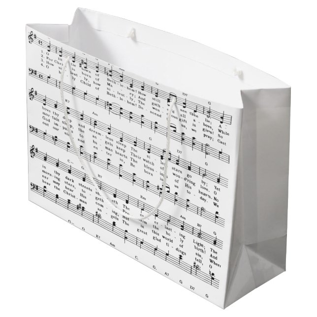 Christmas Carol Sheet Music  Large Gift Bag (Back Angled)