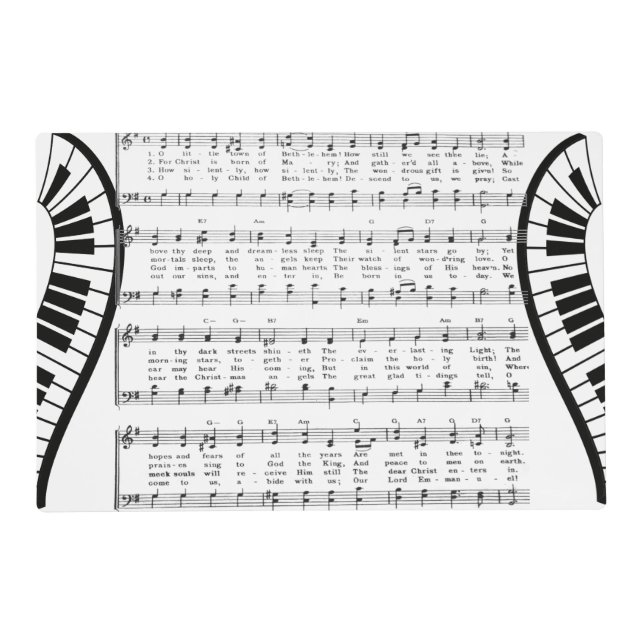 Christmas Carol Sheet Music  Placemat (Front)
