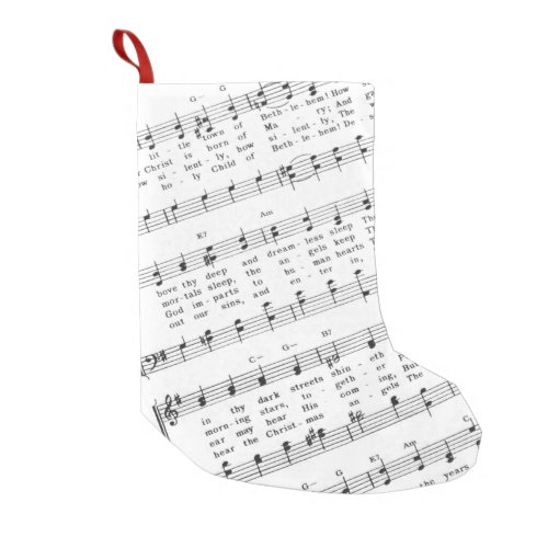 Christmas Carol Sheet Music Small Christmas Stocking