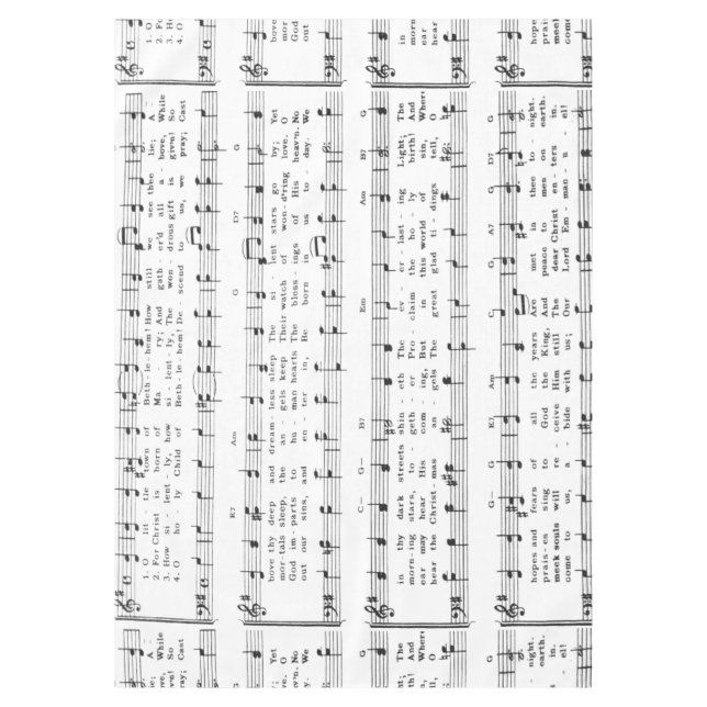 Christmas Carol Sheet Music   Tablecloth (Front)
