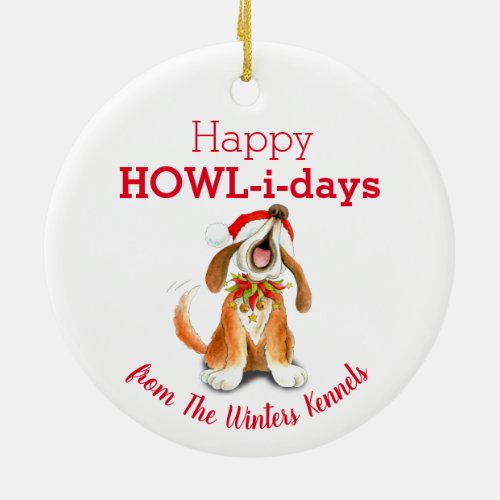 Christmas carol singing dog gift favor ceramic ornament