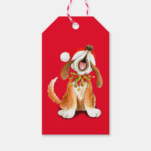 Christmas Carol Singing Dog Gift Tag